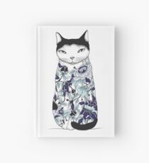 Cuaderno de tapa dura Gato en Blue Peony Tattoo