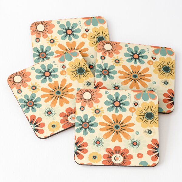 Item preview, Retro Sun-Kissed Mid-Century Floral Pattern designed and sold by MidModMaison.
