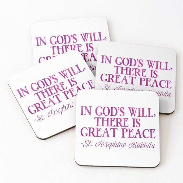 Item preview, In God's Will There is Great Peace - St Josephine Bakhita: pink and purple (Catholic Saint Quote) designed and sold by TheCatholicLady.