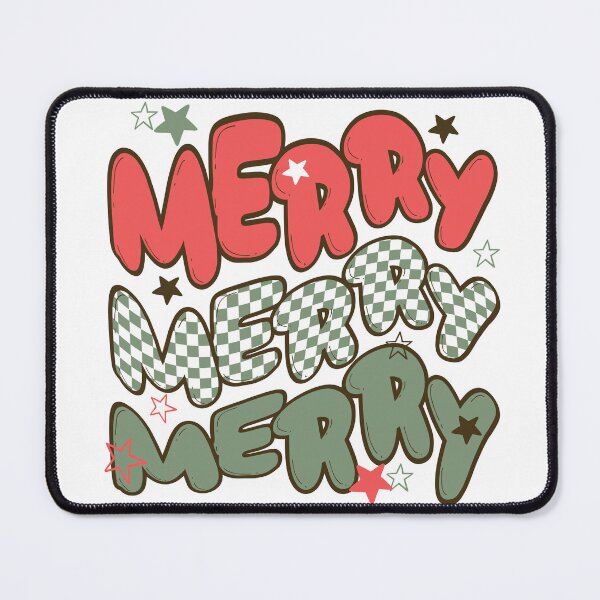 Item preview, Retro Triple Merry red green checker wave Christmas design designed and sold by mnkygirl13.