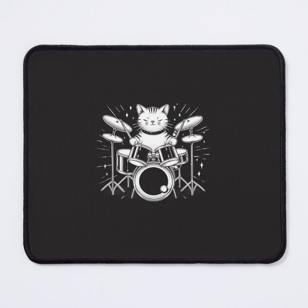 Item preview, CAT ON DRUMS BLACK designed and sold by CERANARTS.