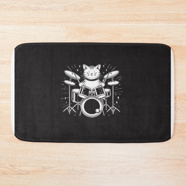 Item preview, CAT ON DRUMS BLACK designed and sold by CERANARTS.