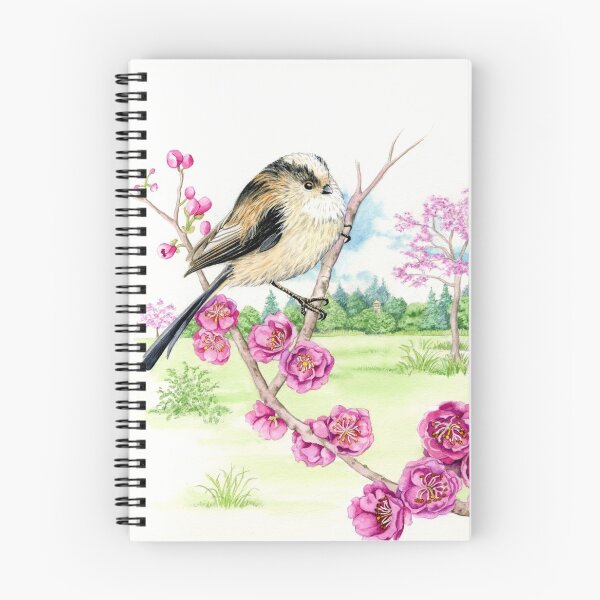 Item preview, Long-tailed Tit on Cherry Blossom (watercolour on paper) designed and sold by Painting By Nature.
