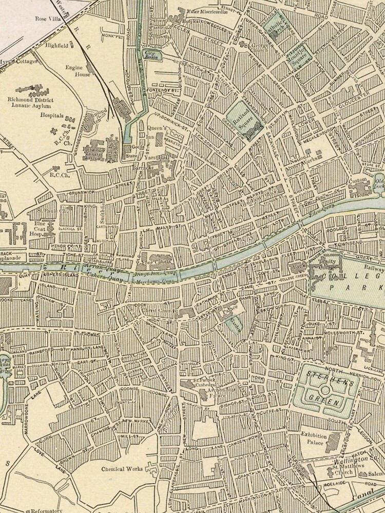 "Vintage Map of Dublin Ireland (1901)" iPhone Case & Cover by