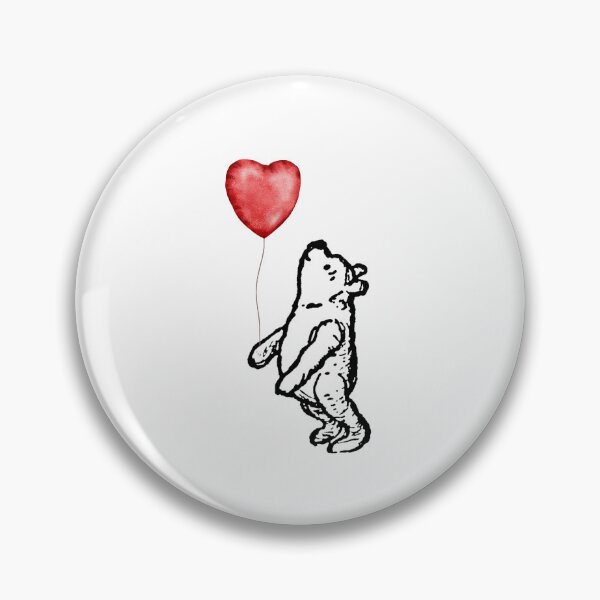 Item preview, Classic Winnie the Pooh With a Red Heart Balloon designed and sold by stargazerhill.