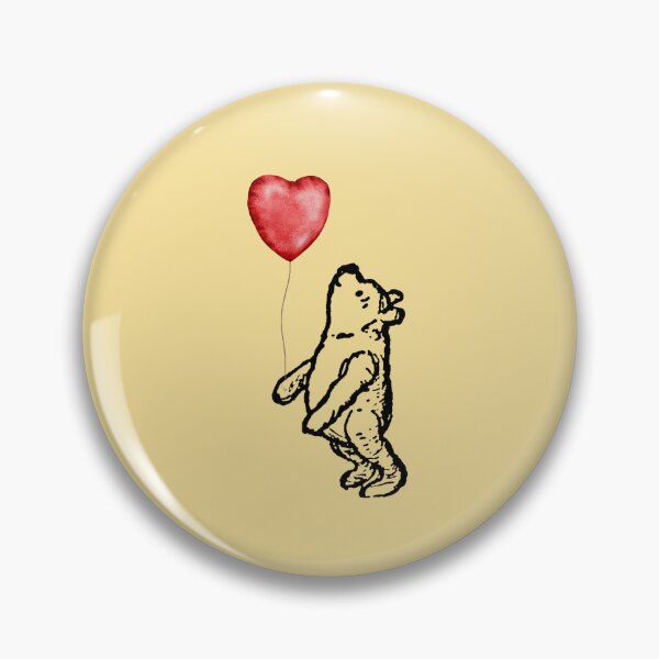 Item preview, Classic Winnie the Pooh With a Red Heart Balloon Gold designed and sold by stargazerhill.