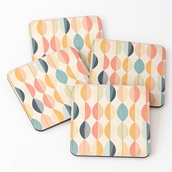 Item preview, Retro Pastel Geometric Leaf Array designed and sold by MidModMaison.