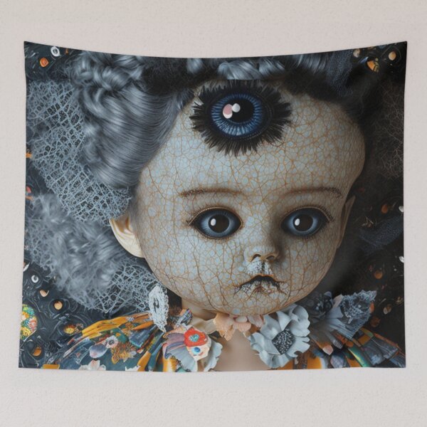 Item preview, Scary Cracked Doll Face - Dark Acadamia Artwork  designed and sold by KrisantoArts.