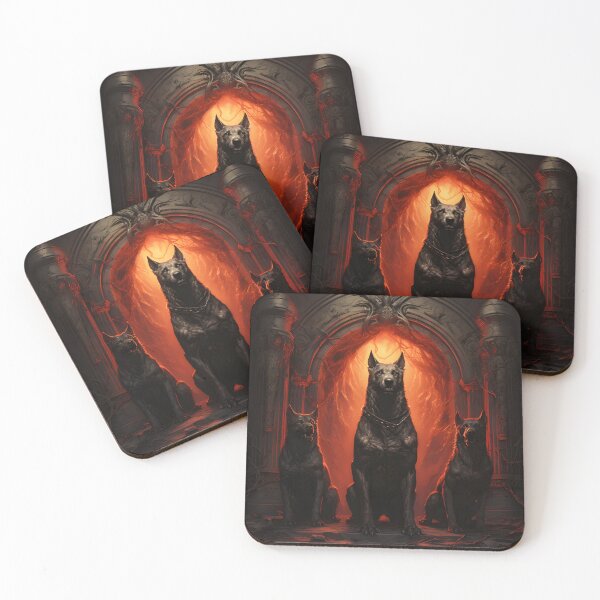 Item preview, cerberus 3 dogs guarding gate designed and sold by boldbrushstroke.