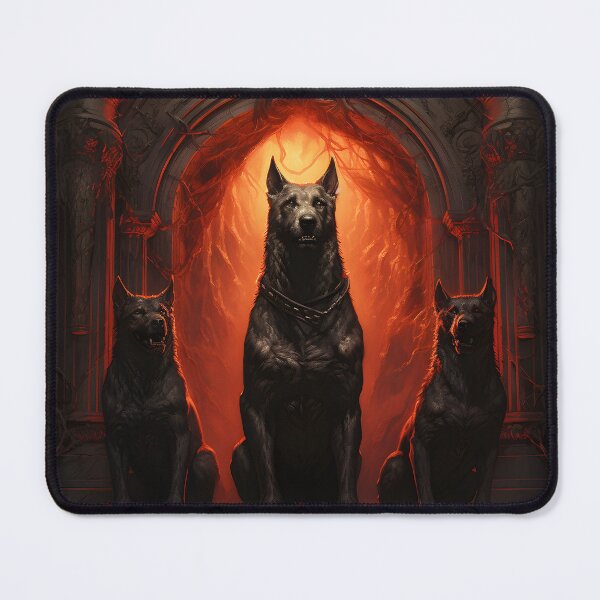 Item preview, cerberus 3 dogs guarding gate designed and sold by boldbrushstroke.