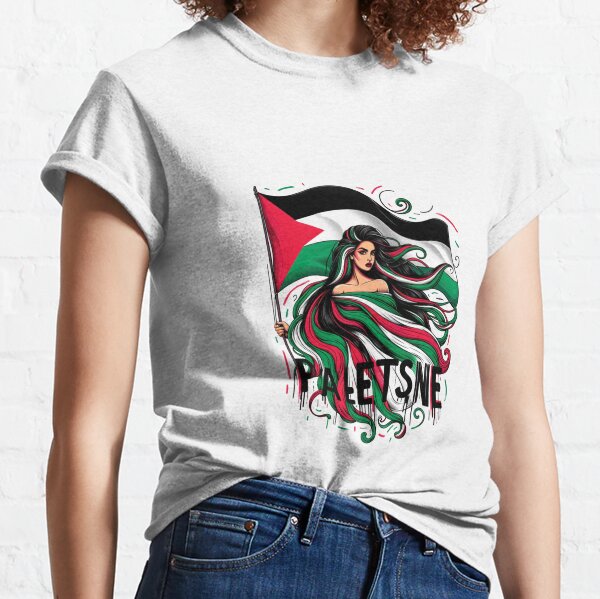 YEOREO Vanessa Women Open Back Tee Crop Tops with Palestine