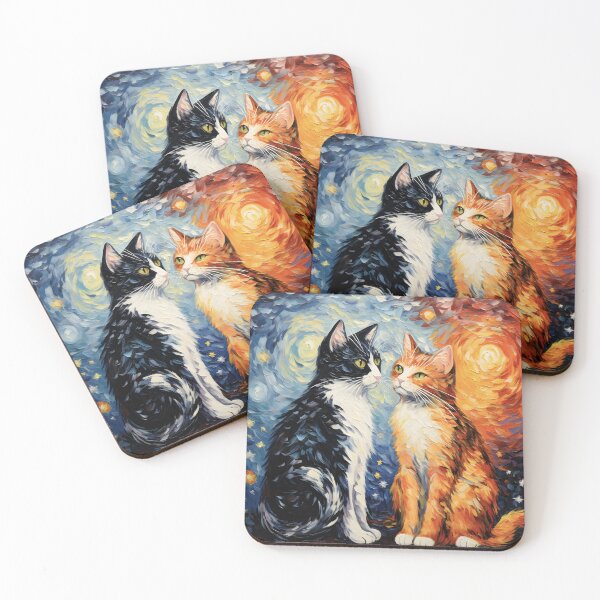 Item preview, Gatos de la noche estrellada designed and sold by inkArtistryfine.