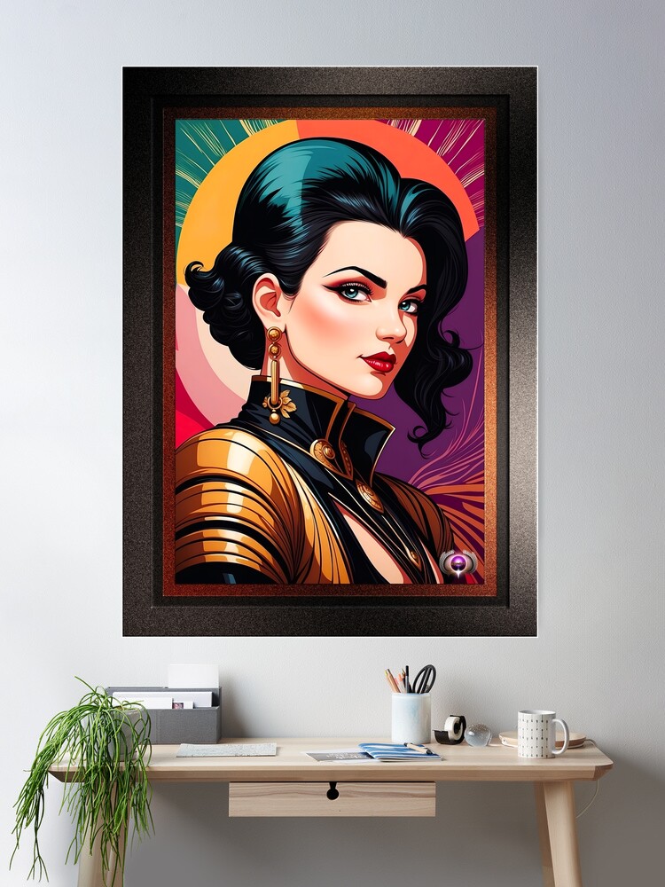 Anastasia Retro Fusion Portrait Poster Pop Art AI Concept Art by Xzendor7 Room Decor Poster Print