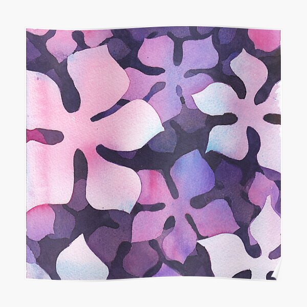 Purple and pink fantasy flowers Poster