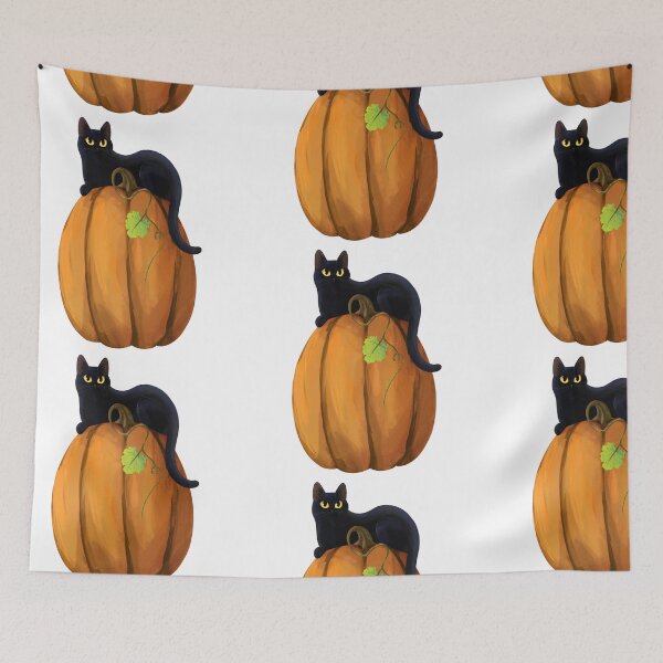 Item preview, Black Cat and Pumpkin designed and sold by CreationsByBear.