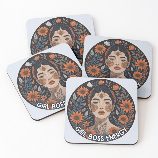 Item preview, Girl boss energy woman surrounded by orange flowers designed and sold by WildStudiio.