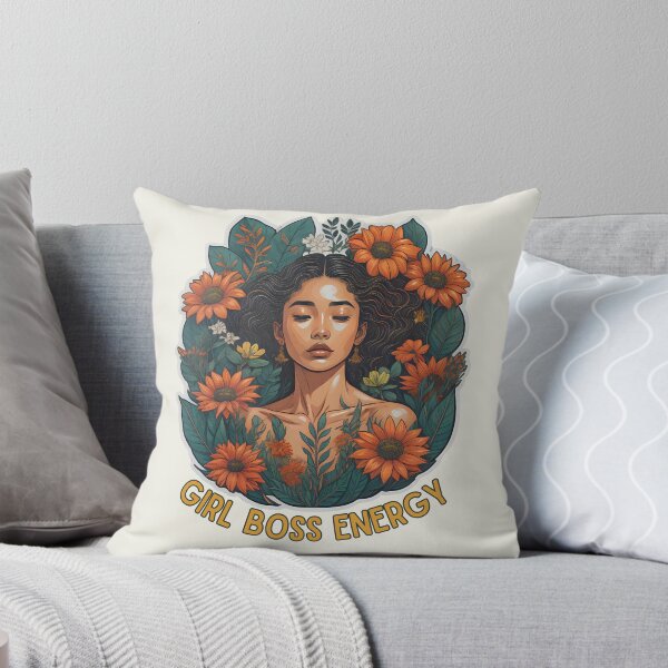 Item preview, Girl boss energy woman surrounded by orange flowers designed and sold by WildStudiio.