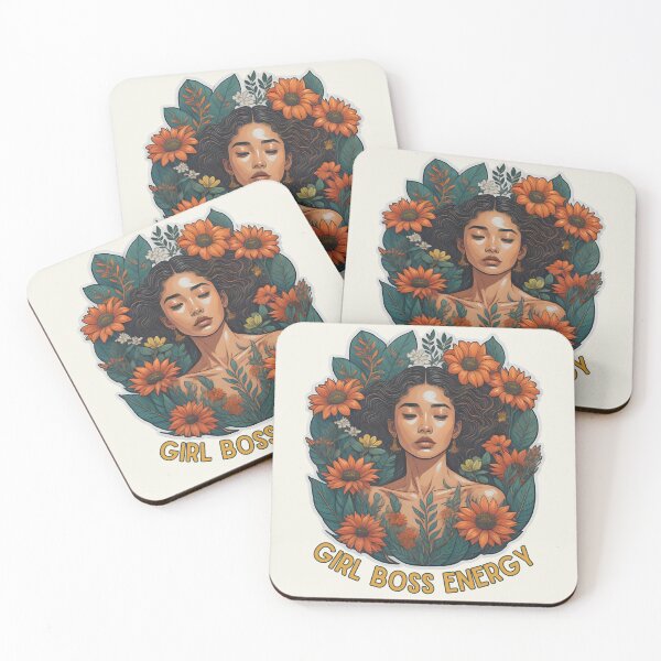 Item preview, Girl boss energy woman surrounded by orange flowers designed and sold by WildStudiio.