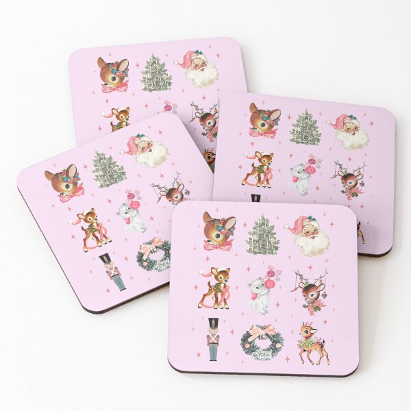Item preview, Retro Pink Cute Reindeer Santa Christmas Collage designed and sold by PUFFYP.