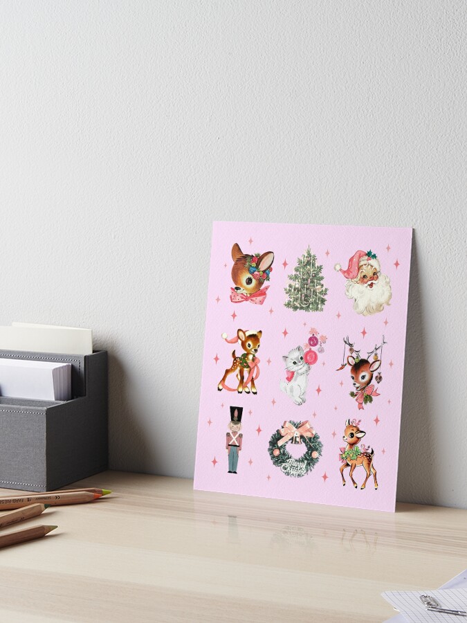 DIGITAL LAYOUT - Baby Deer & Flowers Vintage Collage Pink