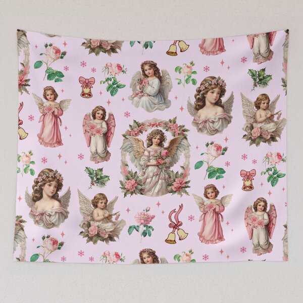 Item preview, Vintage Christmas Angel Pink Collage Pattern designed and sold by PUFFYP.