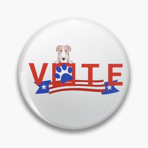 Item preview, American Flag Vote Slogan With Paw Print and Peeking Borzoi designed and sold by PAWsitiveCurios.