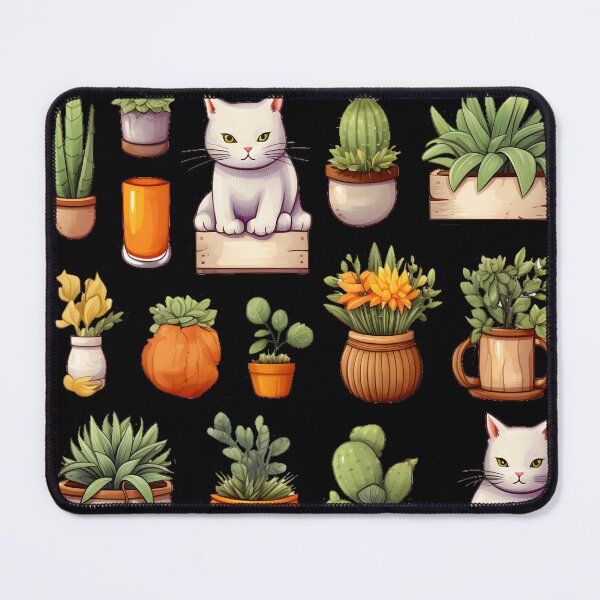 Item preview, Cute Cat with Potted Plant - Adorable Feline Art Print for Cat Lovers designed and sold by Blendfactor.