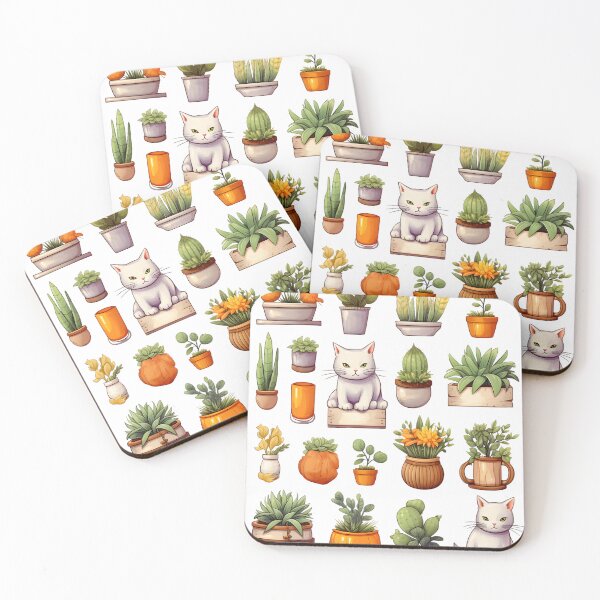 Item preview, Cute Cat with Potted Plant - Adorable Feline Art Print for Cat Lovers designed and sold by Blendfactor.