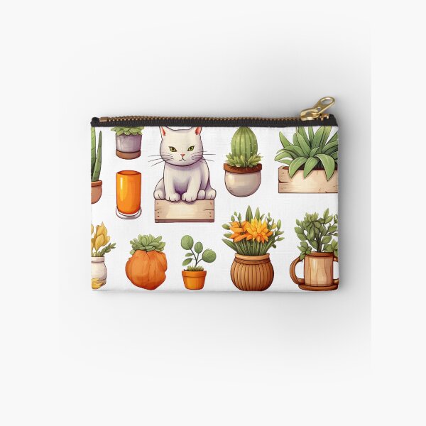 Item preview, Cute Cat with Potted Plant - Adorable Feline Art Print for Cat Lovers designed and sold by Blendfactor.