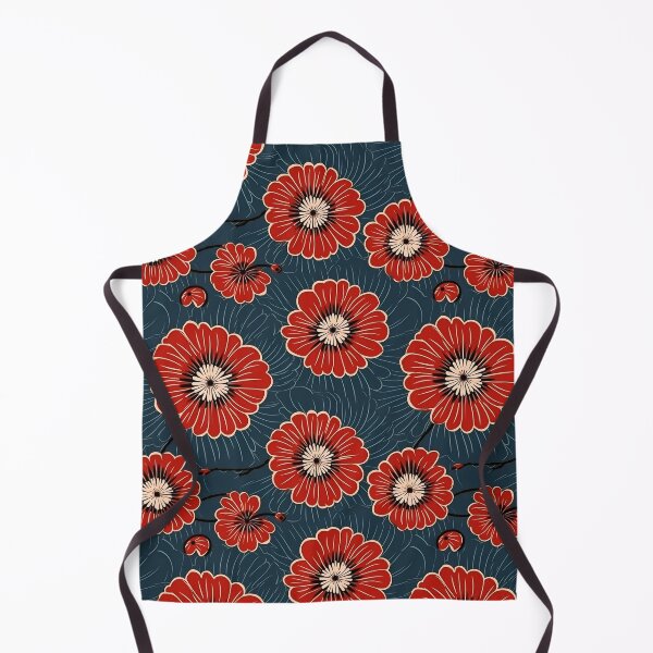 Item preview, Traditional Japanese Red Flower in blue background designed and sold by sakurashorty.