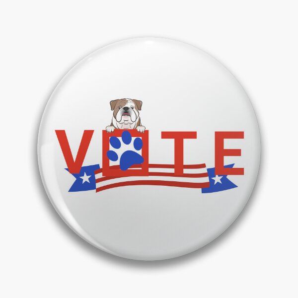 Item preview, American Flag Vote Slogan With Paw Print and Peeking Blulldog designed and sold by PAWsitiveCurios.