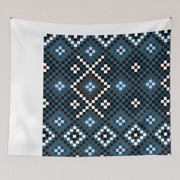 Item preview, Patchwork quilting pattern in white and blue squares designed and sold by Carlos Gudino.