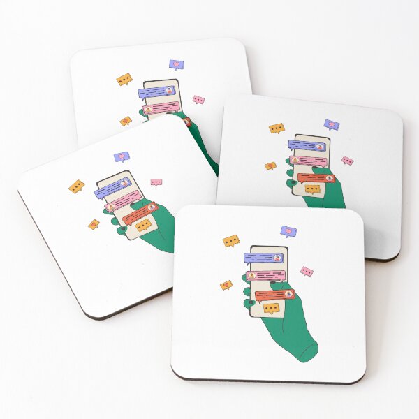 Item preview, Hand holding phone with short messages, icons and emoticons designed and sold by Innamalinka.