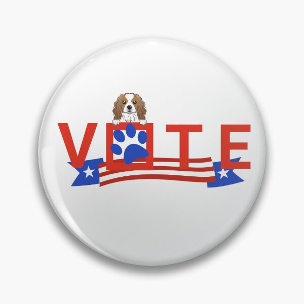Item preview, American Flag Vote Slogan With Paw Print and Peeking Cavalier King Charles Spaniel designed and sold by PAWsitiveCurios.