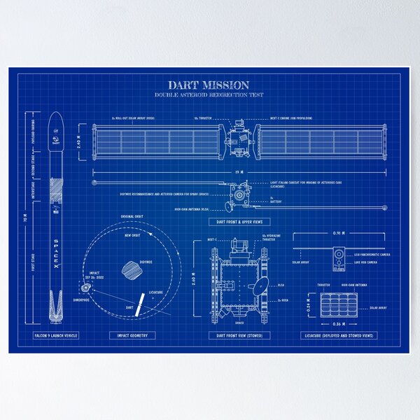 Item preview, DART Mission. Double Asteroid Redirection Test (Blueprint) designed and sold by BGALAXY.