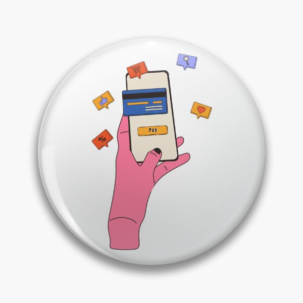 Item preview, Hand holding phone with pay on screen and decorative 	 designed and sold by Innamalinka.
