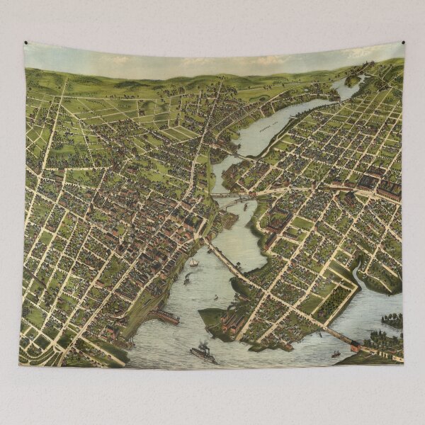 Item preview, Vintage Pictorial Map of Bridgeport CT (1875) designed and sold by BravuraMedia.