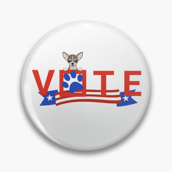 Item preview, American Flag Vote Slogan With Paw Print and Peeking Shorthaired Chihuahua designed and sold by PAWsitiveCurios.