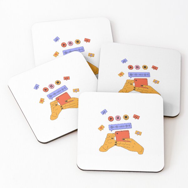 Item preview, Hand holding phone with listening music on screen and decorative design  designed and sold by Innamalinka.