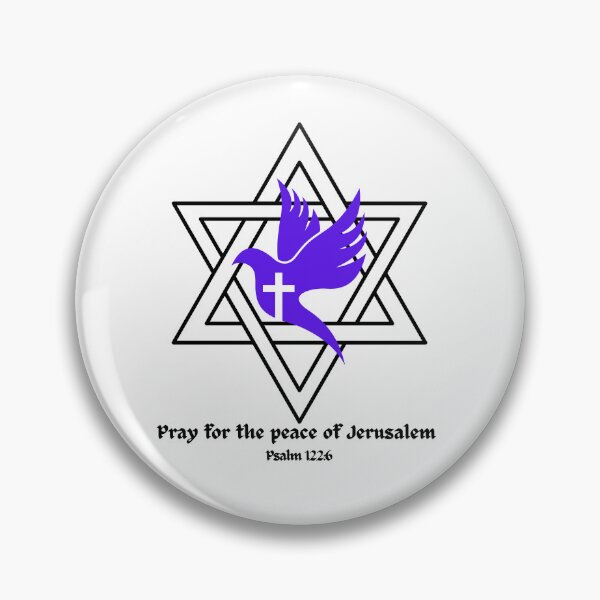 Item preview, Star of David Dove and Cross Psalm 122 Pray for the peace of Jerusalem designed and sold by ANewGlory.