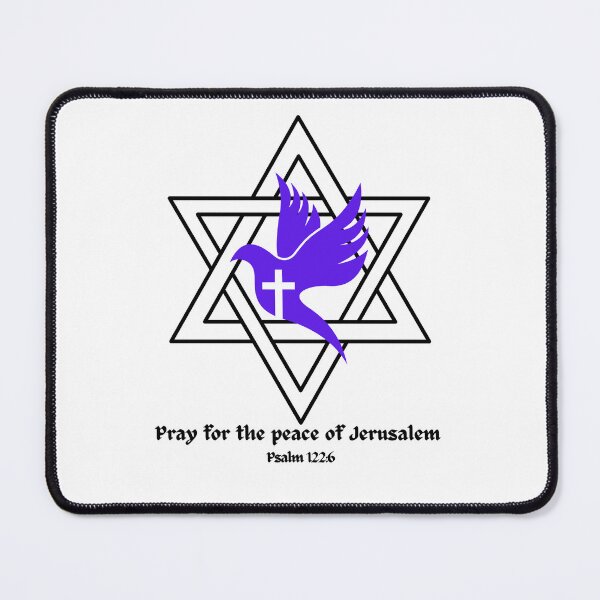 Item preview, Star of David Dove and Cross Psalm 122 Pray for the peace of Jerusalem designed and sold by ANewGlory.