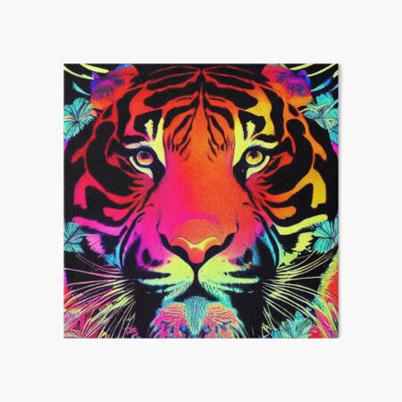 Colorful Neon Tiger Portrait Art Board Print