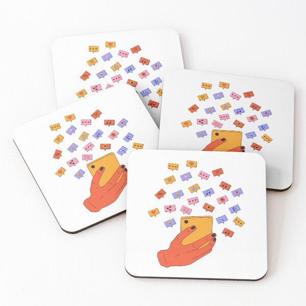 Item preview, Hand holding phone with short messages, icons and emoticons. designed and sold by Innamalinka.