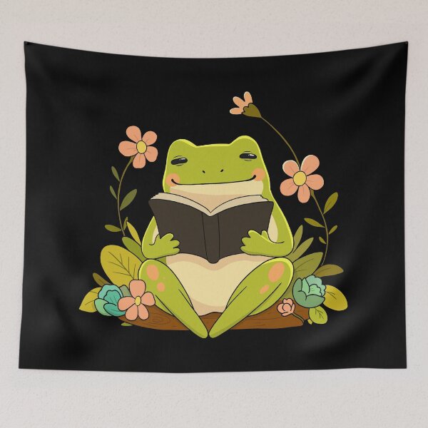 Item preview, Cottagecore Reading Cute Frog designed and sold by trajeado14.
