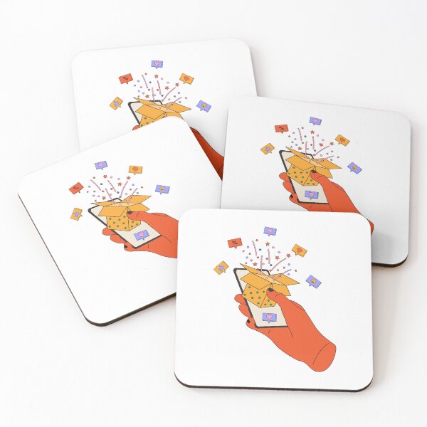 Item preview, Hand holding phone with podcast on screen and decorative design elements.  designed and sold by Innamalinka.