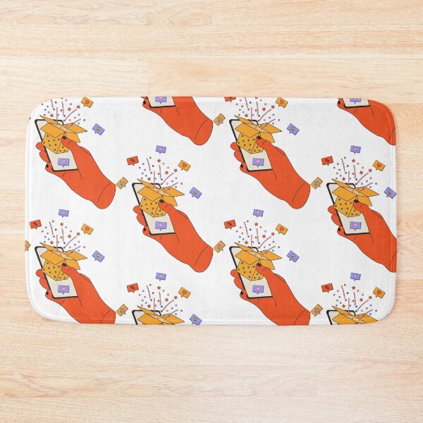 Item preview, Hand holding phone with podcast on screen and decorative design elements.  designed and sold by Innamalinka.