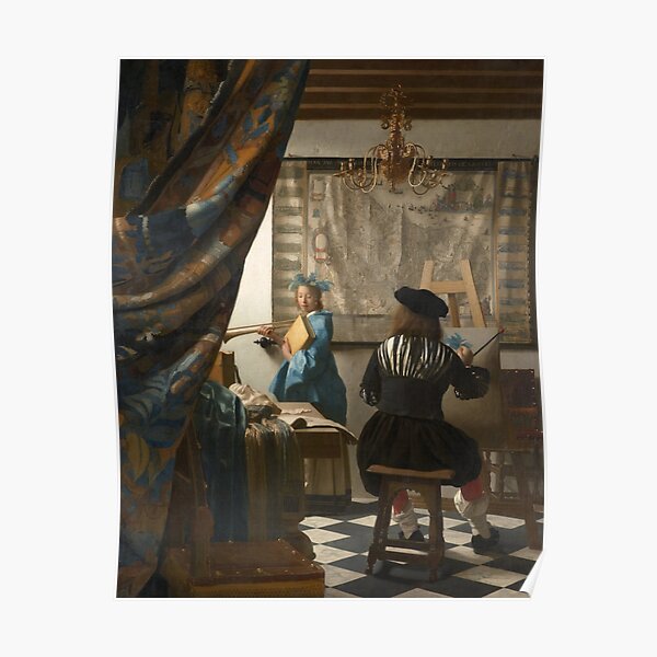 The Art Of Painting The Allegory Of Painting Johannes Vermeer Poster   Poster,504x498,f8f8f8 Pad,600x600,f8f8f8 