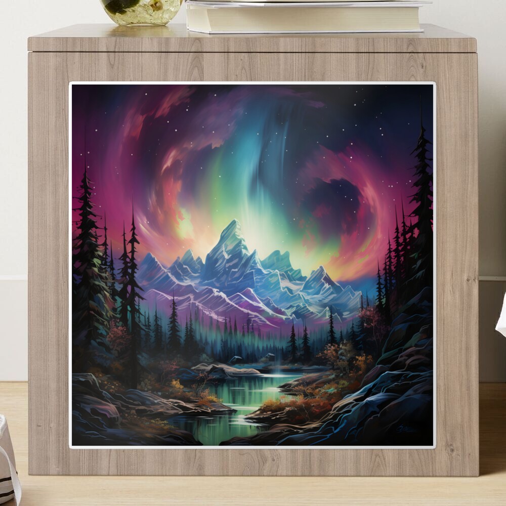 Aurora borealis light landscape 2 Sticker for Sale by Art Dream Studio