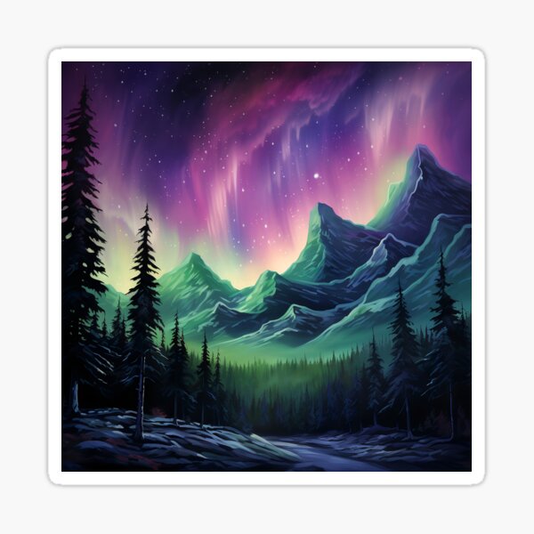 Aurora borealis light landscape 3 Sticker for Sale by Art Dream Studio