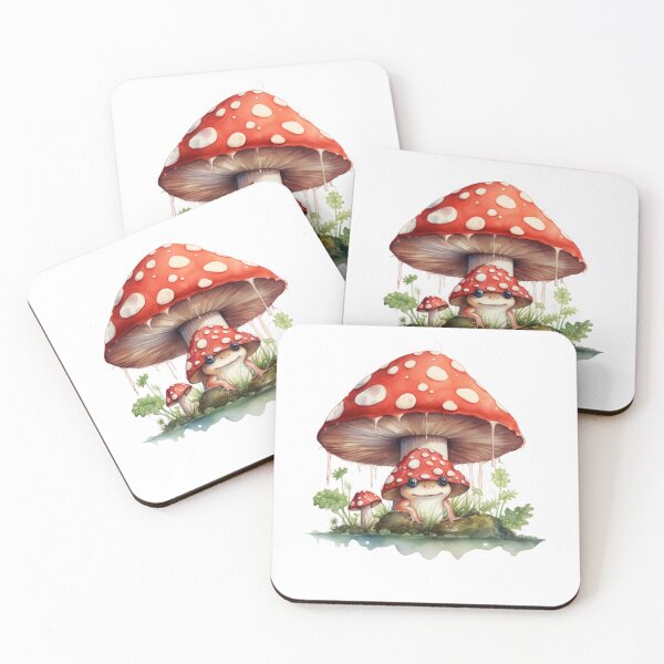 Item preview, Crazy mushroom frog under mushroom umbrella cottagecore designed and sold by OliveAndSnow.